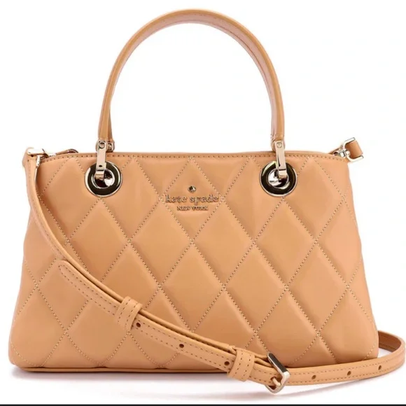 Kate Spade Camel Quilted Satchel and matching wallet - Picture 1 of 5